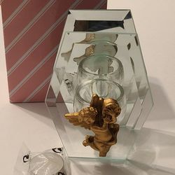 New Angel Tea Light Candle Holder Mirror, Comes With Tea Light Candle