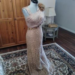 Champagne Goddess Formal Dress For Prom Or Wedding