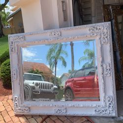 2 Beautiful White Wooden Mirrors 