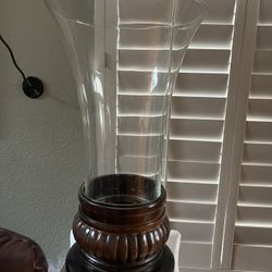 Candle Holder With Glass Vase 20inch Tall x 11inch Wide On Top, Narrow Bottom $5 