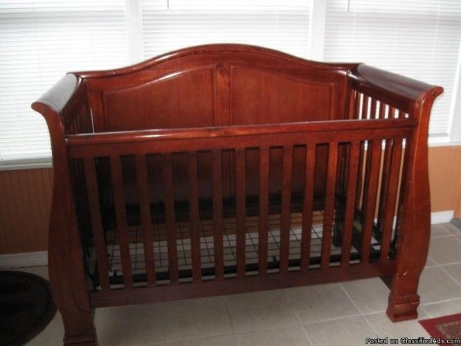 Cherry wood crib with mattress