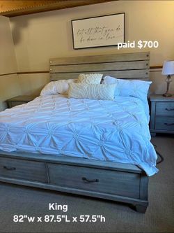 King Size Ashley Furniture platform bed with 2 drawers