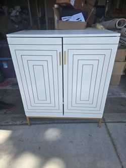 ​Modern White & Gold Shoe Cabinet / Entryway Storage Organizer