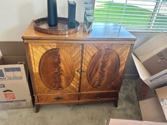 Vintage Wood Cabinet with Inlay Detail