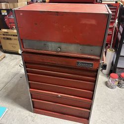 Vintage Made In USA Snap On Tools 2 Piece Tool Box Set Top Bottom With Keys 