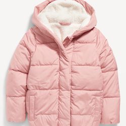 Old Navy Kids Sherpa Lined Pink Puffy Jacket