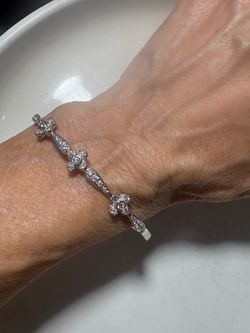 14k White Gold with Natural Diamonds Bracelet