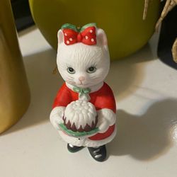 Vintage 1996 BC Srilanka Kitty Christmas Cat Ceramic Figurine ornament