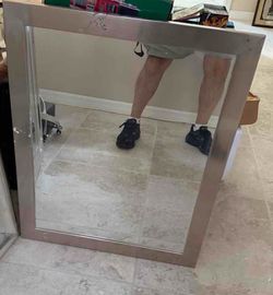 Large Wall Mirror with Silver Metal Frame