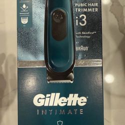 Gillette Intimate i3 Men's Pubic Hair Electric Trimmer for Men, Waterproof, Blue