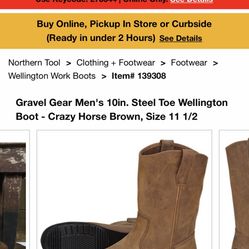 New Gravel Gear Steel Toe Boots 11 1/2