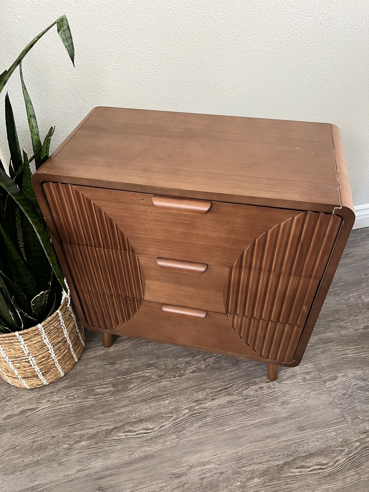COSIEST Modern Storage Cabinet 3 Drawer, Walnut Accent Cabinet, Wood Entryway Cabinet, Sideboard Cabinet for Living Room Hallway Dining Room Kitchen