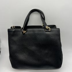 Michael Kors Annabelle Black Pebble Leather Satchel Handbag Purse