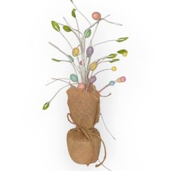 Pastel Colored Easter Egg Topiary Burlap Tree Tabletop Decor 