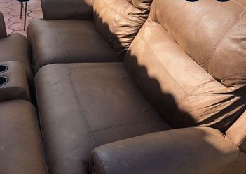 Brown leather couch