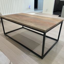 Crate and barrel Wood Top Metal Frame Coffee Table
