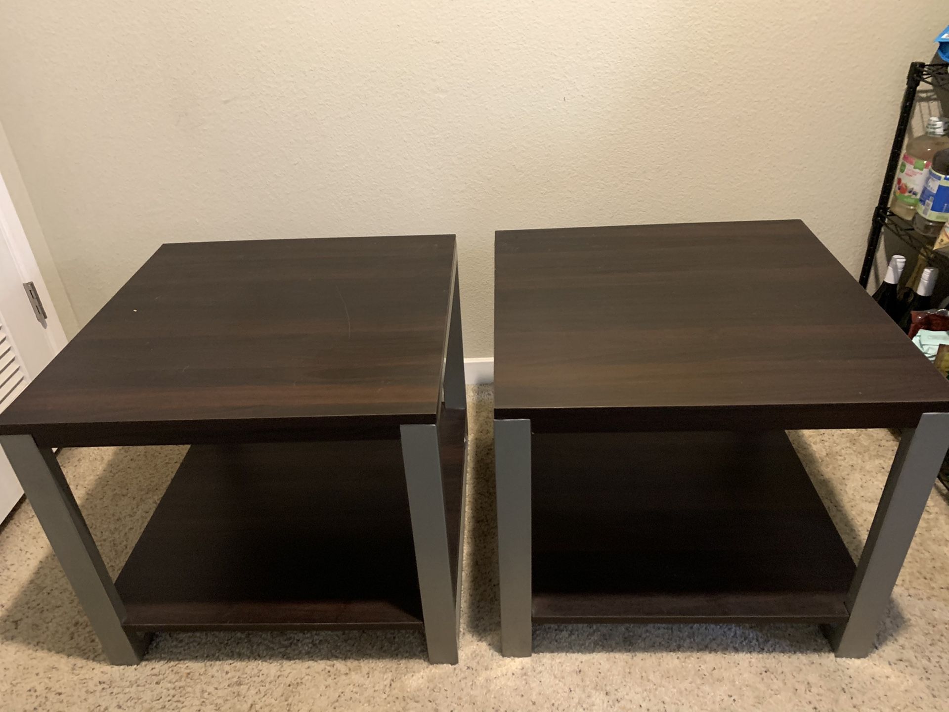 Side end tables set of 2 - living room couch bedroom nightstand table