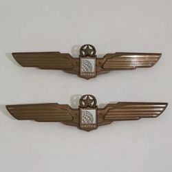 Pair of 2 United Airlines Jr Pilot Flight Attendant Wings Plastic Pin