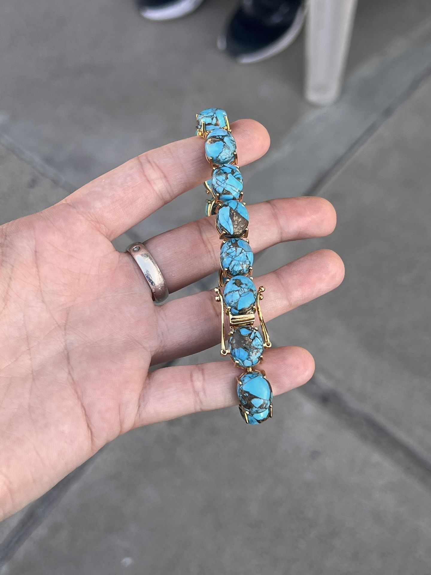 Mohave Turquoise Bracelet in 18kt Gold Over Sterling Silver