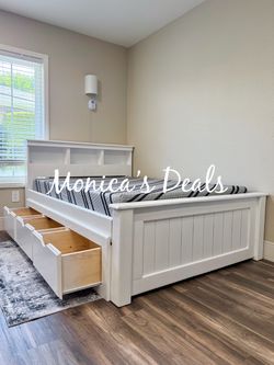 Full Solid Wood Bed With 3 Drawers And Memory Foam Mattress $680