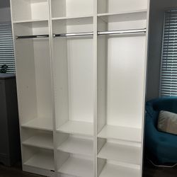 JY Furniture Armoire Wardrobe Closet, Particle Wood with Adjustable Shelves, Hanging Rod for Bedroom, Dressing Room, White (58.5" W x 85" H x 15" D)