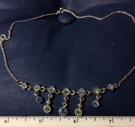Silver tone 16" necklace with light blue stones