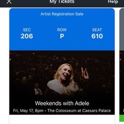 Weekends With Adele Ticket 5/17 Show In Las Vegas