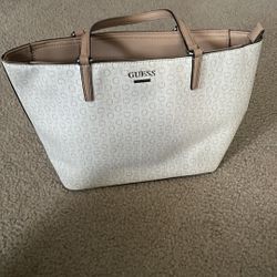 Guest White and Tan Tote Bag with Signature Design