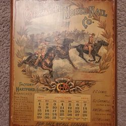 Vintage Calendar Capewell Horses Nail Co January 1899