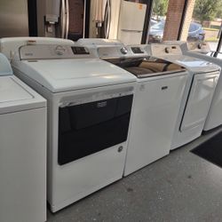 MAYTAG WASHER COMMERCIAL TECHNOLOGY WASHER 5.3 AND DRYER SET SEE THROUGH 
