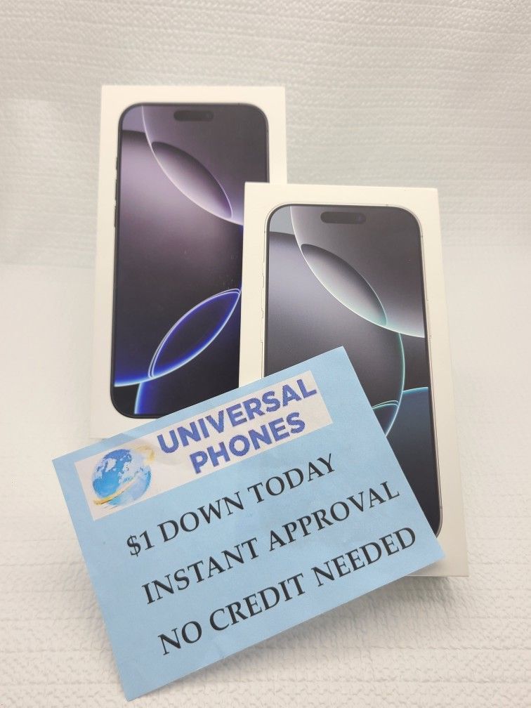 New Sealed In Box Apple IPhone 16 Pro Max 256gb Unlocked Like New Condition No Defects.
$1 Down NO CREDIT CHECK FINANCING