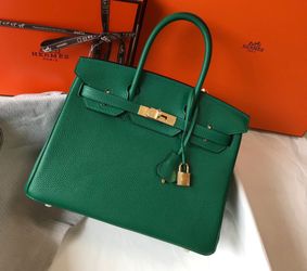 Hermes Birkin Sellier 25 Bag Vert Jade Gold Hardware Epsom Leather