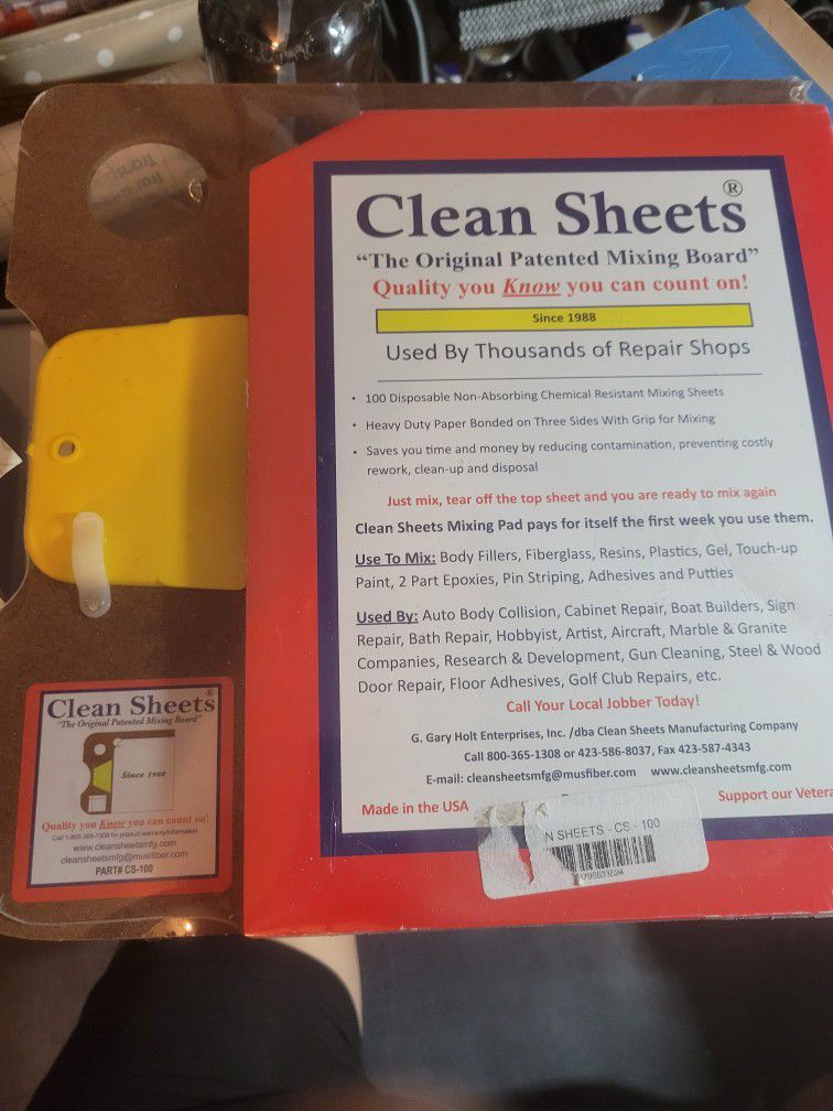 Clean Sheets - the easy and convenient way to mix epoxies, body filler, fiberglass, plastics, gel, Putty, and touch-up paint

