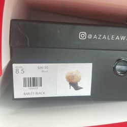 Azalea Wang Fox Fur Black Leather Bootie Heel