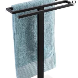 Black Metal Towel Holder With Marble 