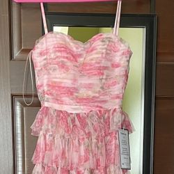 Pink Floral Prom/formal Dress 