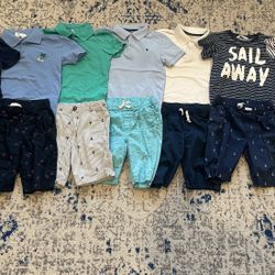 14 Pieces Boys Clothes- 7 Short Sleeve Tops & 7 Pairs of Shorts!