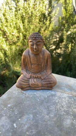 Vintage Wood Carved Buddha Statue