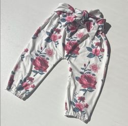 Floral Kids Pant with Bow Belt Size 3-6 Months