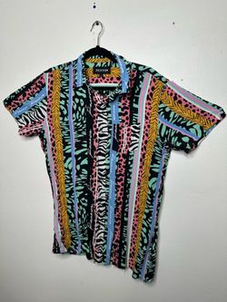 Reason Colorful Pattern Button Up Shirt Size Large