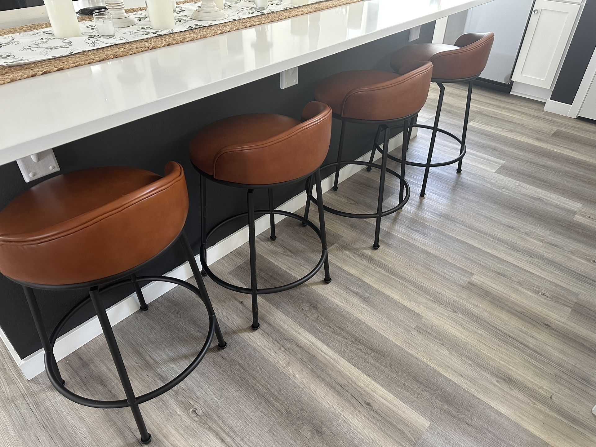 4 Leather Barstools