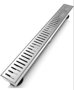 (Brand New in Box) 
WEBANG 24 Inch Linear Shower Drain Rectangular Floor Drain with Accessories Capsule Pattern Cover Grate Removable SUS304 Stainless
