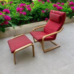 IKEA POÄNG Chair and Ottoman Set