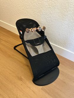 Like New BabyBjorn Bouncer Balance Soft, Mesh, Silver/White 2-in-1 Adjustable Baby Bouncer Seat and Toddler Chair, Newborn to Toddler (8-29 lbs), 4 Po