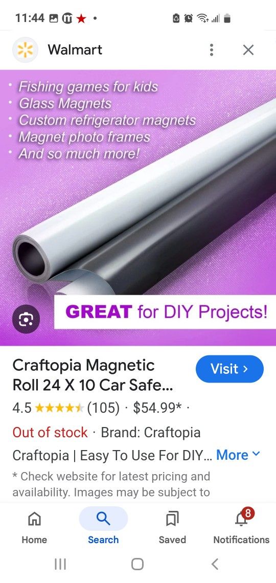 2 Rolls Of Crafttopia Magnetic Rolls For Crafts Or Projects..(Pickup In Aurora)