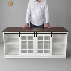 New In Box 59 Inch TV Television Entertainment Center Stand With Sliding Barn Door Furniture Furniture Can For Up To 65” TV