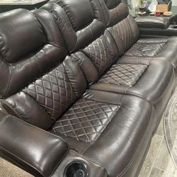 Brown Leather couch set