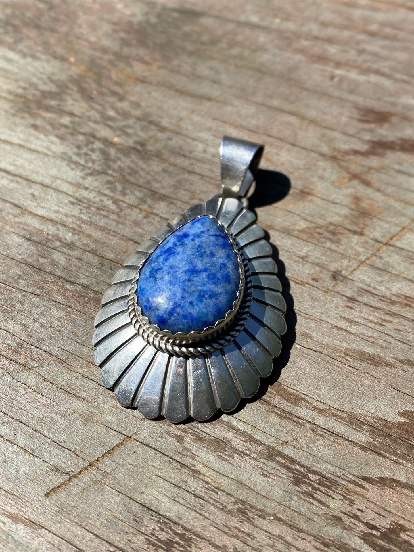 Vintage Sterling Silver + Lapis Lazuli Stone Pendant