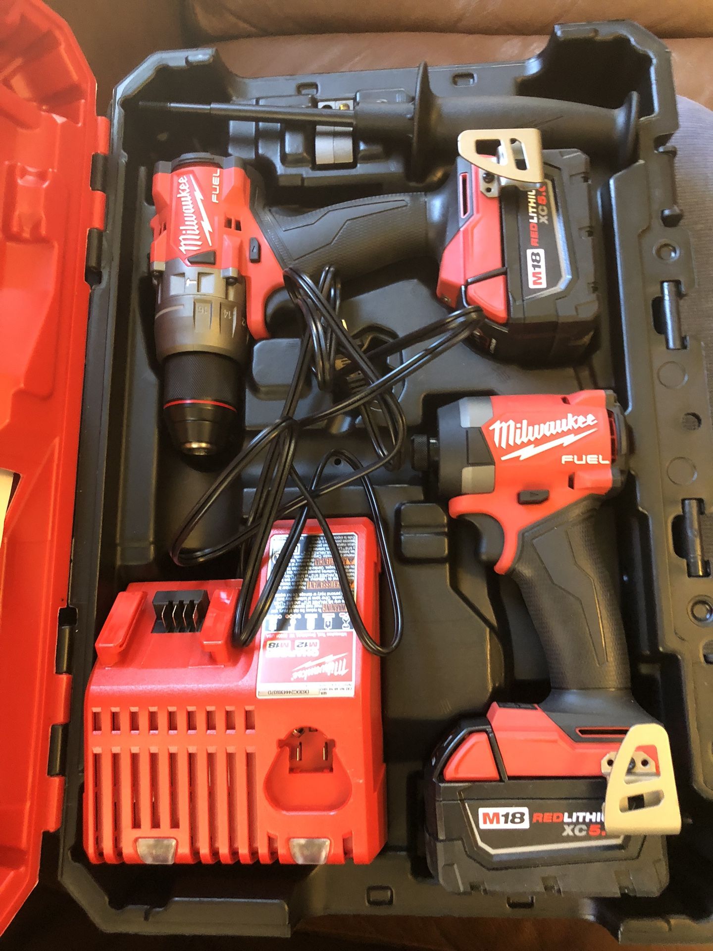 Milwaukee M18 FUEL 18V Lithium-Ion Brushless Cordless Hammer Drill and Impact Driver Combo Kit (2-Tool) with 2 Batteries