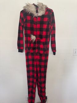 Secret Treasures Buffalo Plaid Union Suit Onesie, Size XS